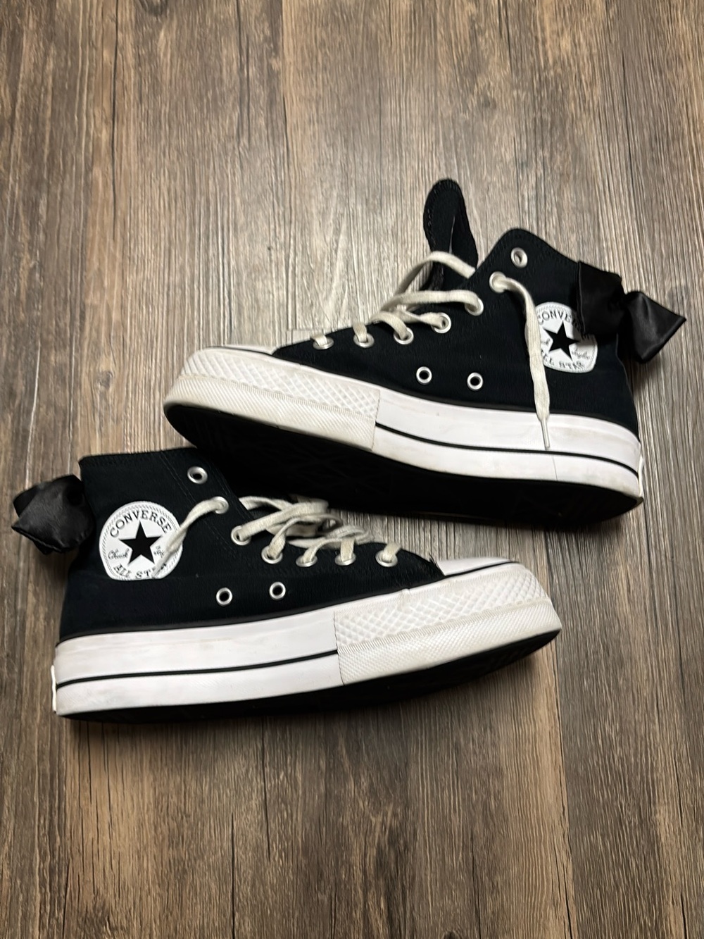 Converse Kids Black High-Top Sneakers with White Sole and Star Patch